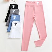 economico Pantaloni e gonne-Bambino Da ragazza Leggings foderati in pile Animali Attivo Esterno 7-13 anni Inverno Nero Bianco Rosa