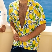 preiswerte Essen &amp; Getränke-Herren Tropisch Hemd Hawaiihemd Sommerhemd Aloha-Shirt Kurze Ärmel Hemd Umlegekragen Tropisch Modisch Hawaiianisch Outdoor Strasse Hawaiianisch Gelb Rosa Braun S M L
