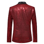cheap Men&#039;s Blazers-Men&#039;s Blazer Cocktail Party Bar Shining Outdoor Pocket Sequin Fall Winter Plain Stylish Warm Ups Shawl Collar Black Silvery Wine Royal Blue Gold Jacket