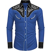 preiswerte Westernhemden für Herren-Herren Leopard Hemd Westernhemd Cowboy-Shirt Langarm Modisch Designer Brautkleider schlicht Outdoor Festtage Herbst Winter Umlegekragen Bedruckt Button-Down Blau Braun Khaki Schwarz / Rosa