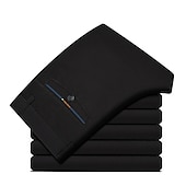 economico Sottile-Per uomo pantaloni della tuta Pantaloni Tasche Gamba dritta Liscio Matrimonio Ufficio Attività commerciale Misto cotone Moderno Da cerimonia Nero Bianco Media elasticità