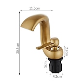 abordables Robinets de lavabo-Robinet de lavabo de salle de bain, cascade en laiton antique robinets de bain à un trou avec interrupteur chaud et froid