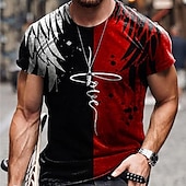preiswerte Glaubens-T-Shirts-Herren Grafik Farbblock T Shirt T-Shirt Christliche T-Shirts Kurzarm T-Shirt 3D-Druck Rundhalsausschnitt Hemd Designer Leicht Komfort Lässig Täglich Sport Schwarz / Rot Frühling &amp; Sommer Bekleidung S