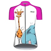 abordables Maillots pour femmes-Femmes Maillot de cyclisme Animal Eléphant Girafe Manche Courte Cyclisme Maillot Top avec 3 poches arrière VTT Vélo tout terrain Cyclisme sur route Résistant aux UV Séchage Rapide Poche Arrière