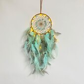お買い得  ドリームキャッチャー-グリーン ドリーム キャッチャー ハンドメイド ギフト フェザー フック フラワー ウィンド チャイム オーナメント 壁掛け 装飾 アート 自由奔放に生きる スタイル 16x65cm/6.3&#039;&#039;x23.6&#039;&#039;
