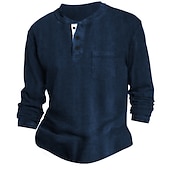 preiswerte Lässiges Henley-T-Shirt-Herren T Shirt Henley Shirt langarmshirt Glatt Rundhalsausschnitt Strasse Täglich Langarm Button-Down Bekleidung Modisch Designer Brautkleider schlicht Komfortabel