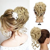 abordables Chignons-chignon désordonné morceau de cheveux chignon en désordre chouchous pour femmes chignon ébouriffé chignon synthétique ondulé chignon bouclé queue de cheval postiche pour un usage quotidien