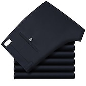 preiswerte Schlank-Herren Anzughosen Hose Hosen Tasche Gerade geschnitten Glatt Hochzeit B¨¹ro Arbeit Baumwollmischung Schick &amp; Modern Ausgefallene Weiß Wein Hoher Taillenbund Mikro-elastisch