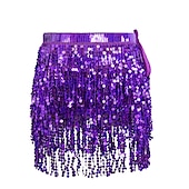 cheap Great Gatsby-Women Sequin Hip Skirt Fringe Tassel Wrap Scarf Party Rave Festival Outfit Halloween Belly Dance Costume Party Club