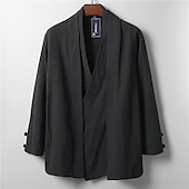 preiswerte Lässige Jacken-Herren Leichte Jacke Sommerjacke Leinenjacke Urlaub Alltagskleidung Langlebig Lässig / Alltäglich 2 in 1 Winter Frühling &amp; Herbst Einfarbig Japan und Korea Style Freizeit Regulär Schwarz Wei