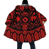 cheap Men&#039;s Print Fleece Jackets-Men&#039;s Geometry Winter Coat Fleece Jacket Coat Warm Breathable Comfortable Streetwear Sport Ethnic Style Sports &amp; Outdoor Daily Wear Going out Zipper Pocket Print Fall &amp; Winter Hoodie Long Sleeve