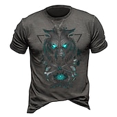 abordables T-shirt graphique pour hommes-Homme Loup Impressions Graphiques T-shirt Style décontracté 100% Coton Manche Courte Graphique Chemise Noir Rouge Bordeaux Marine foncé T-shirt confortable Vacances Rue Vêtements de créateurs de mode