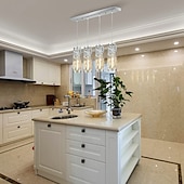 economico Lampadari-lampada a sospensione a led illuminazione a sospensione cromata/oro moderna lampada a sospensione mini lampadari di cristallo lampada a sospensione regolabile per sala da pranzo con isola cucina (1/3
