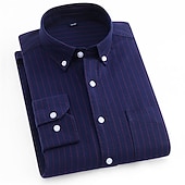 voordelige oxford-overhemden voor heren-Voor heren Overhemd Button-down overhemd Shirt met kraag Strijkvrij overhemd Oxford overhemd Gestreept Bruiloft Buiten Zwart+Wit+Marineblauw Wit Marineblauw blauw Lange mouw Strijkijzer Lente &amp; Herfst