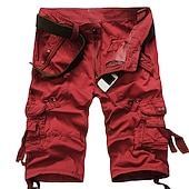 cheap Outdoor-Men's Capri Cargo Shorts Cargo Shorts Shorts Capri Pants Hiking Shorts Leg Drawstring 6 Pocket Plain Comfort Outdoor Daily Going out Fashion Streetwear Black Army Green