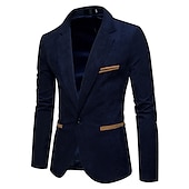 billige Herre Klassiske Blazere-Herre Kordfløyel jakke Blazer Virksomhet Feriereise Holdbar Fritid / hverdag Lomme Vinter Vår &amp; Vinter Ensfarget / vanlig farge Oppvarminger Komfort Rett Krage Normal Burgunder Mørk Marinebl