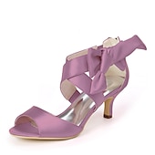 abordables Semiformal-Mujer Zapatos de boda Zapatos de novia Pajarita Tacón de gatito Puntera abierta Satén Cremallera Negro Blanco Marfil