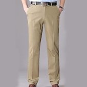 preiswerte Schlank-Herren Anzughosen Hose Hosen Tasche Gerade geschnitten Glatt Hochzeit B¨¹ro Arbeit Baumwollmischung Schick &amp; Modern Ausgefallene Schwarz Weiß Hoher Taillenbund Mikro-elastisch