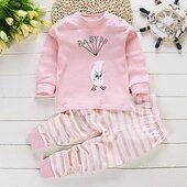 billiga Pyjamas-Barn Pojkar 2 delar T-shirt och byxa Långärmad Uggla A01 A02 Djur Tecknat Crewneck Sommar Vår Grundläggande Hem 3-7 år