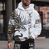 cheap Men&#039;s 3D Hoodies-Men&#039;s Graphic Animal Hoodie Hoodies Sweatshirt Hoodie Long Sleeve Hooded Sweatshirt Hooded Streetwear 3D Print Sports &amp; Outdoor Daily Black And White Light Khaki. Print Spring &amp;  Fall Designer