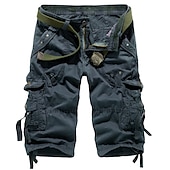 cheap Classic-Men&#039;s Cargo Shorts Shorts Capri Pants Hiking Shorts Leg Drawstring 6 Pocket Plain Comfort Outdoor Daily Going out Fashion Streetwear Wine Army Green