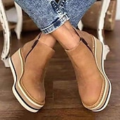 levne Platformové boty-Dámské Boty Boty na platformě Větší velikosti Venkovní Denní Kotníkové boty Booties Podzim Platforma Klínový podpatek Oblá špička Vinobraní Na běžné nošení Minimalismus Chůze PU Zip Světle hněd