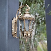 abordables luces de pared al aire libre-Aplique de pared led accesorio de iluminación antiguo aplique de pared linterna externa impermeable a prueba de óxido de aluminio linterna de vidrio lámpara de pared linterna patio jardín balcón