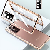 cheap Samsung Cases-Phone Case For Samsung Galaxy S24 S23 S22 S21 Plus Ultra Note 20 Ultra S25 Ultra Magnetic Adsorption Bumper Frame Magnetic Full Body Protective Solid Colored Tempered Glass Metal