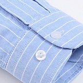 cheap Men&#039;s Oxford Shirts-Men&#039;s Dress Shirt Button Down Shirt Collared Shirt Non Iron Shirt Oxford Shirt Striped Wedding Outdoor Black+White+Navy Blue White Navy Blue Blue Long Sleeve Turndown Spring &amp;  Fall Clothing Apparel
