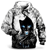 economico felpe 3d da uomo-Per uomo Lupo Stampa 3D Felpa con Cappuccio Felpa con cappuccio Felpe con cappuccio Manica Lunga Felpa con cappuccio Con Cappuccio Moda Vacanza Lavoro Abbigliamento quotidiano Grigio verde Bianco e