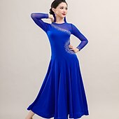 voordelige Ballroom danskleding-Ballroomdansen Kleding Strass Gesplitst Dames Prestatie Opleiding Lange mouw Chinlon Synthetische zijde