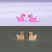 お買い得  庭の彫刻と彫像-30 個ミニ発光アヒルかわいい樹脂アヒル暗闇で光るミニチュア飾り小さなアヒル diy ガーデンドールハウス