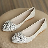 abordables Ballerines femme-ballerines de mariage pliables ornées de cristaux floraux pour femmes - chaussures de ballet de voyage légères et confortables