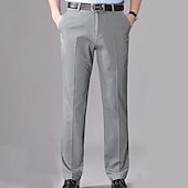 preiswerte Schlank-Herren Anzughosen Hose Hosen Tasche Gerade geschnitten Glatt Hochzeit B¨¹ro Arbeit Baumwollmischung Schick &amp; Modern Ausgefallene Schwarz Weiß Hoher Taillenbund Mikro-elastisch