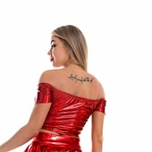 cheap Tops-Metallic 1980s Shiny Latex Patent Crop Top PU Leather Off Shoulder Women&#039;s Carnival Costume Masquerade Party Bachelorette Party Pride Parade Adults&#039; Top