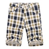 olcso munka rövidnadrág-Férfi Chino Shorts Bermuda nadrág Munkanadrág Zseb Rács Mokaszinok Rövid Szabadtéri Hétköznapi Napi Utcai sikk Stílusos Világosbarna Khakizöld