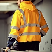 cheap Basic Hoodies-Men&#039;s Zip Up Hoodie Hoodie Jacket Zip Hoodie Sweatshirt Sweat Jacket Reflective Hoodie Black Yellow Orange Green Hooded Color Block Zip Up Patchwork Zipper Sports &amp; Outdoor Casual Daily Polyester