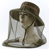 cheap Outdoor Headwear-Men&#039;s Women&#039;s Sun Hat Hiking Hat Mosquito Head Net Hat 1 pcs Summer Outdoor Portable Anti-Mosquito Anti-Eradiation Comfortable Patchwork Polyester Army Green Khaki Dark Gray for Fishing