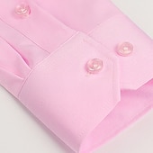 preiswerte Bügelfreie Herrenhemden-Herren Oberhemd Bügelfreies Hemd Hochzeit Ausgehen Weiß Rosa Wein Grün Langarm Umlegekragen Frühling Herbst Bekleidung