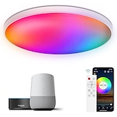 abordables Plafonniers à intensité variable-plafonnier intelligent 12 pouces 30w rvb changement de couleur bluetooth contrôle de l&#039;application wifi 2700k-6500k dimmable synchronisation avec la musique compatible avec alexa google home