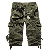 お買い得  クラシック-男性用 カーゴショーツ ハイキング ショーツ 脚巾着 マルチポケット 複数のポケット 平織り 高通気性 屋外 ふくらはぎ丈 カジュアル 日常 ストリートファッション スタイリッシュ アーミーグリーン ワイン 伸縮性なし