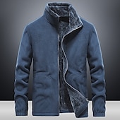 halpa Softshell-, fleece- ja vaellustakit-miesten vaellus fleece takki tuulitakki polar fleece talvi ulkona yksivärinen lämpö lämmin tuulenpitävä kevyt jalusta kaulus päällysvaatteet trenssi top yksi liukusäädin metsästys kalastus kiipeily sininen