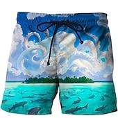 baratos Estampa Oceano-Homens Estampas Abstratas Peixes Calção Justo de Natação Shorts de Natação Bermuda de Surf Cintura Média Moda Roupa de rua Casual Ao ar livre Diário Feriado Bolsos Com Cordão Cintura elástica Designer
