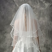 cheap Wedding Veils-Two-tier Stylish / European Style Wedding Veil Elbow Veils with Tier / Pure Color Tulle dress to impress 2025