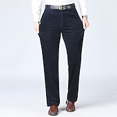 tanie Szczupły-Męskie Garnitury Spodnie sztruksowe Spodnie zimowe Spodnie Kieszeń Prosta noga Równina Komfort Ciepłe Ślub Biuro Biznes Moda miejska Codzienny Czarny Granatowy Średnio elastyczny