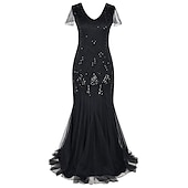 abordables Robes habillées-Femme robe longue robe noire Robe dentelle Robe vintage Robe de bal Mode Mature Robe chic Occasion spéciale Halloween Soirée Standard Plein Sans Manches Col V Noir Rouge Bordeaux Vert foncé Dorée