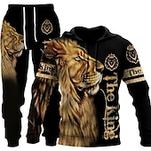 abordables Conjunto de Sudadera 3D para Hombre-Hombre Graphic Animal 2 piezas Conjuntos de sudaderas 3D Chándal Sudaderas Manga Larga Pantalones largos Con Capucha Ropa de calle Design Básico Deporte Casual Deportes Estampado Primavera Otoño