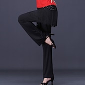 abordables Ropa de baile latino-baile latino baile de salón pantalones con flecos borla fruncido color puro mujer entrenamiento de rendimiento poliéster alto