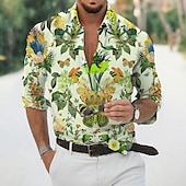 abordables Imprimé Floral-Homme Chemise Décontractée manche longue Designer Rétro Occasionnel Vacances Sortir Club Automne Printemps &amp; Automne Col classique Imprimé Bleu Violet Vert Gris