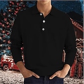 preiswerte Klassisches Poloshirt für Herren-Herren Golfhemd Strickpolo Strasse Casual Polo-Kragen Klassisch Langarm Modisch Brautkleider schlicht Feste Farbe Glatt Knopf vorne Einfach Frühling &amp; Herbst Regular Fit Schwarz Weiß Hellgrün Rosa